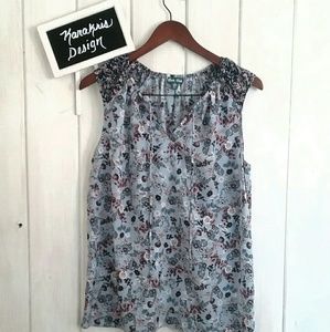 Fleur Bleue Cap Sleeve Blue Tunic - Large